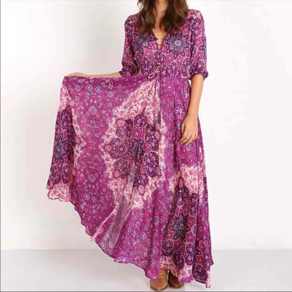 EUC XS Spell and the Gypsy Violet Purple Kiss the Sky Maxi Gown